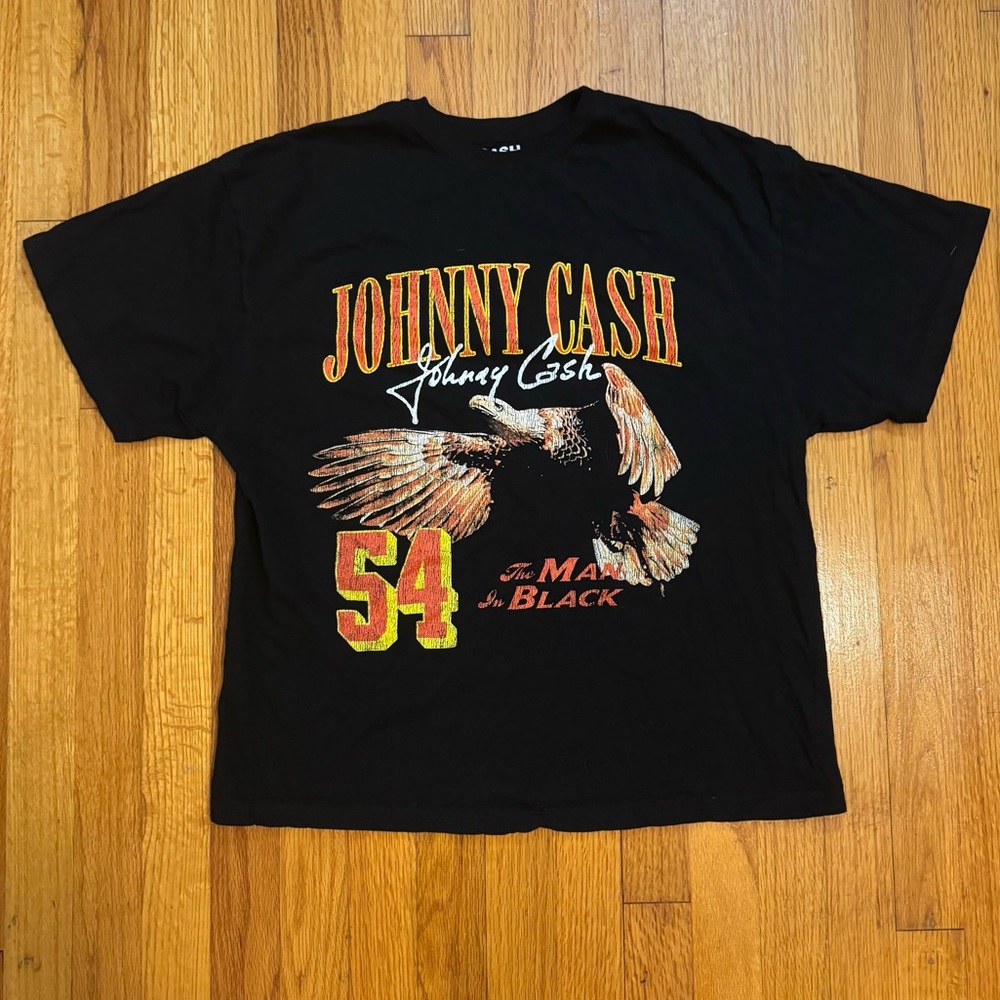 Johnny Cash T-Shirt Mens Size Sm Ring of Fire Washed Black 90s The Man In Black